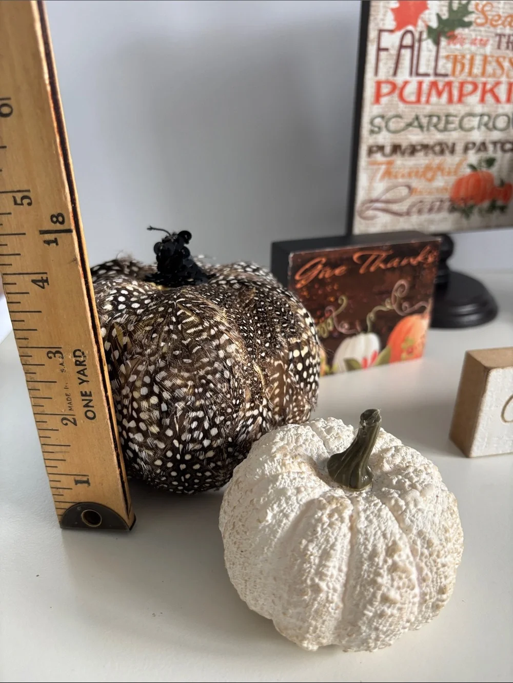 Harvest Fall Decor Bundle Tabletop Block Set Gnome Pumpkin Leaf ceramic